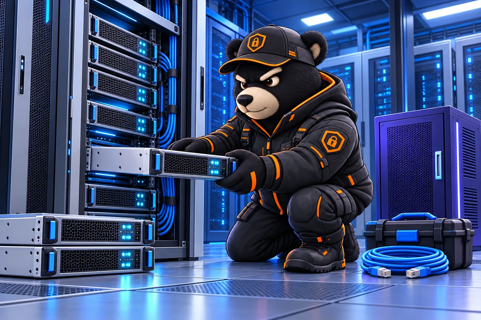 Маскот BearPass проверяет серверную инфраструктуру перед развёртыванием менеджера паролей.